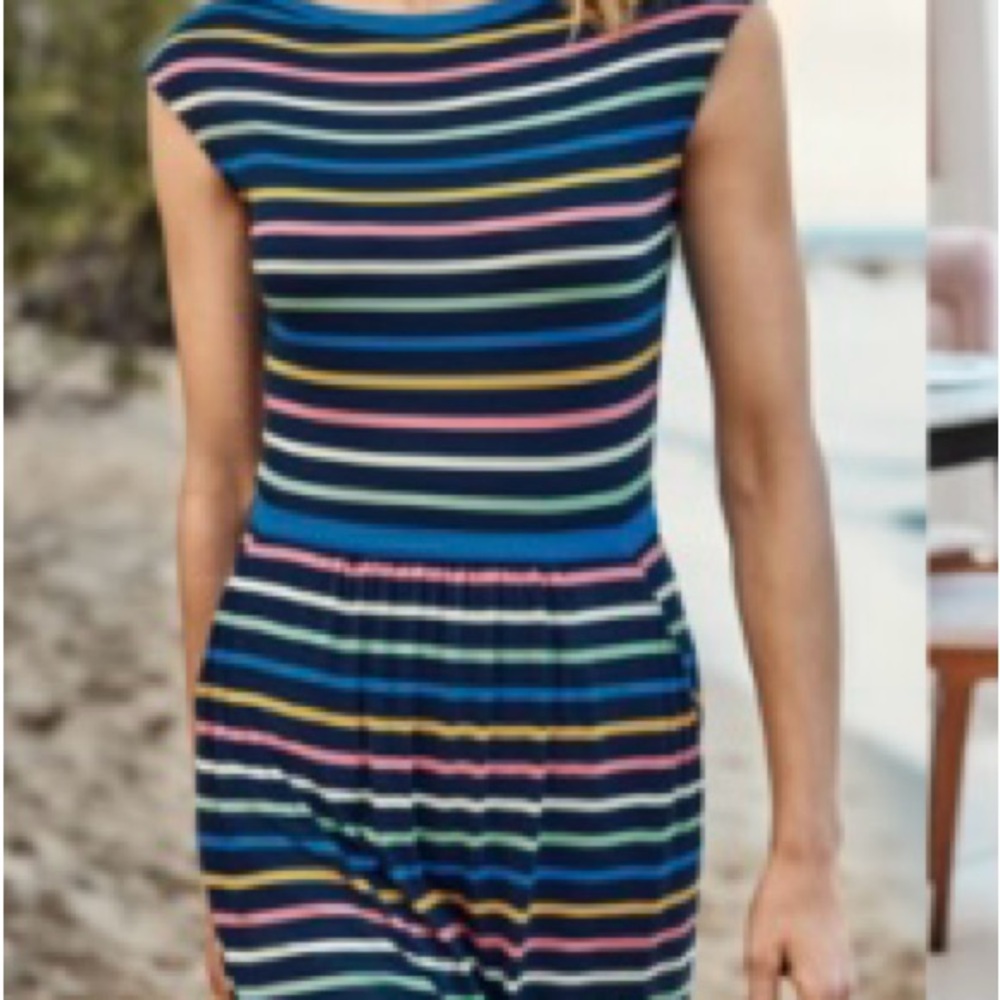 Boden Jersey Dress with Pockets- Blue, Pink, Yellow